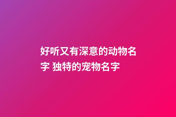好听又有深意的动物名字 独特的宠物名字